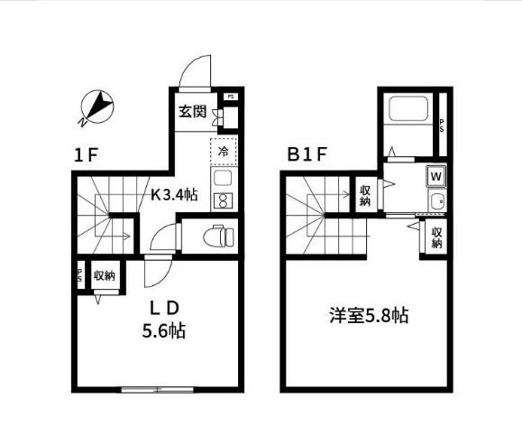 RIVER RESIDENCE用賀(1LDK/1階)の間取り写真