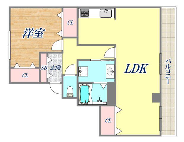 メイピース芦屋(1LDK/5階)の間取り写真