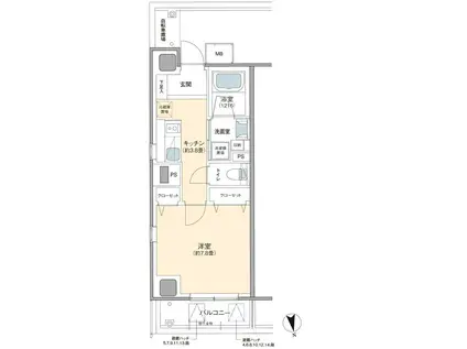 LUCENT石崎(1K/3階)の間取り写真