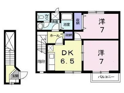 シャン.ド.フルール(2DK/2階)の間取り写真