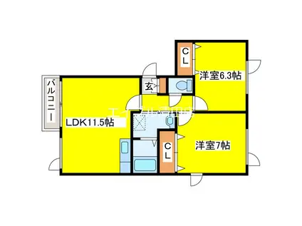 アイリスガーデン(2LDK/2階)の間取り写真