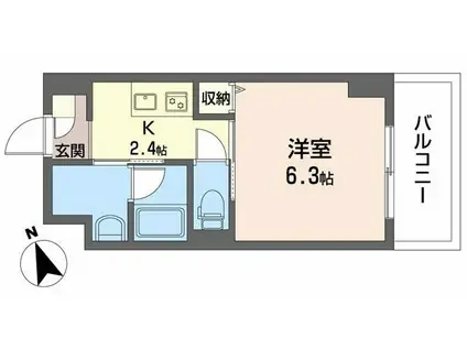 ウェルホームズ住吉大社(1K/6階)の間取り写真