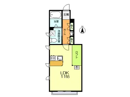 ソーグラス(ワンルーム/1階)の間取り写真