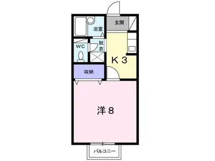 セジュール松降(1K/2階)の間取り写真