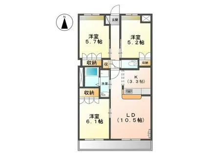 クローバー(3LDK/1階)の間取り写真