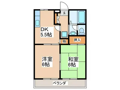 ソシア神代(2DK/2階)の間取り写真