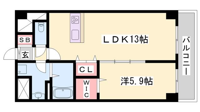 エスペーロ新在家(1LDK/5階)の間取り写真