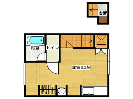 ポルトボヌール府中弐番館(ワンルーム/2階)の間取り写真