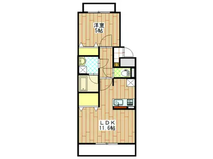 パディー江西プレミアム(1LDK/2階)の間取り写真