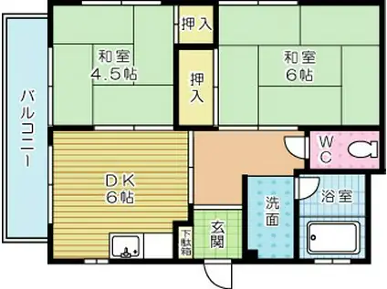 太陽マンション(2DK/2階)の間取り写真