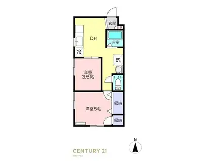 プアンコンドハウスナカジマ(2DK/1階)の間取り写真