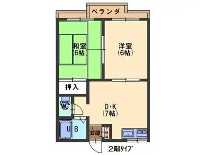 アネックスプラザ(2DK/2階)の間取り写真