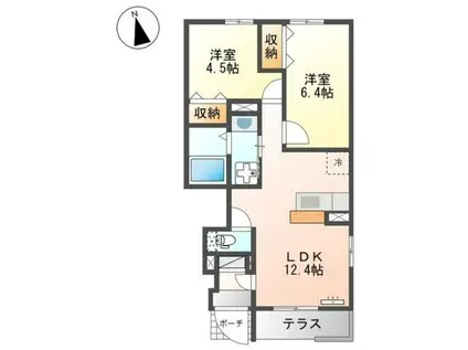 ラ・プリシェール(2LDK/1階)の間取り写真