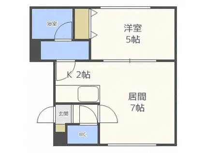 CREA北22条(1LDK/1階)の間取り写真