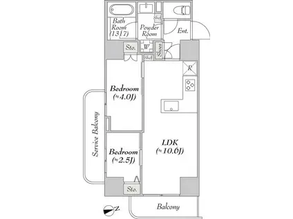 ルミーク浅草(2LDK/11階)の間取り写真
