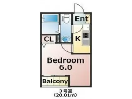 エバーズ鶴ヶ島(1K/3階)の間取り写真