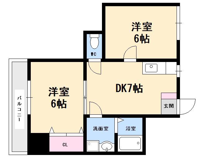 第2木本ビル(2DK/4階)の間取り写真