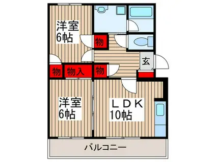 シャイニング フォールズ(2LDK/2階)の間取り写真