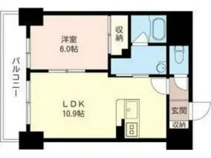 COMODO22(1LDK/10階)の間取り写真