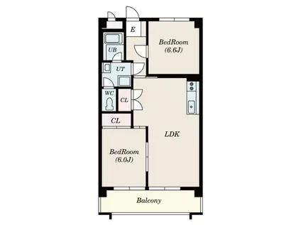 清城コーポラス(2LDK/1階)の間取り写真