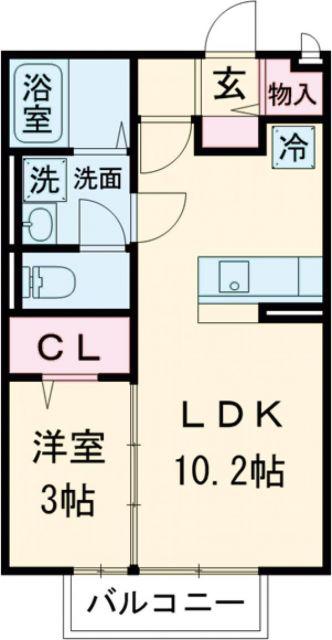 グランベリーK(1LDK/2階)の間取り写真