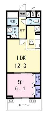 ソレイユ(1LDK/2階)の間取り写真