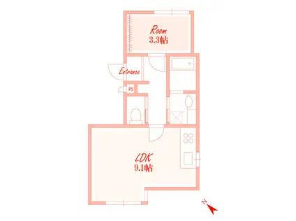 INDIGO(1LDK/3階)の間取り写真