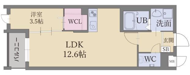 LIFEFIELD久留米(1LDK/2階)の間取り写真