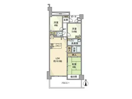 ガーデンシティコープ金剛東1棟(3LDK/2階)の間取り写真