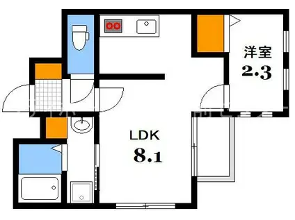 月光南観音 参番館(1LDK/2階)の間取り写真