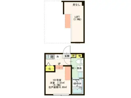 ハーモニーテラス青井V(ワンルーム/1階)の間取り写真