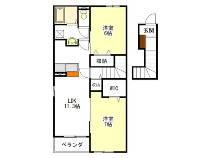 ビッグイヤーI・II棟(2LDK/2階)の間取り写真