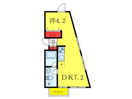 JR山手線 目白駅 徒歩2分 3階建 築17年(1DK/2階)の間取り写真