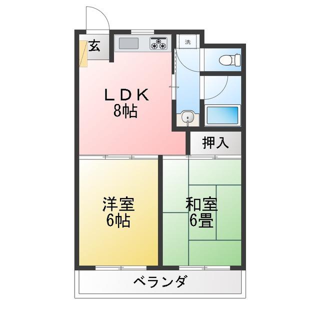 ヴィヴァーチェ浦和(2LDK/1階)の間取り写真