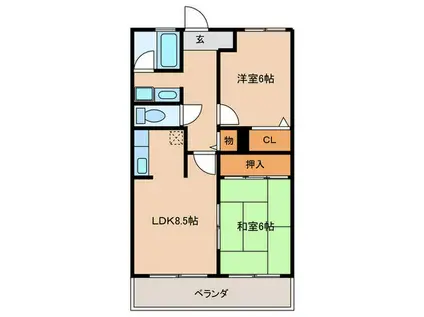 グリーンサム弐番館(2LDK/1階)の間取り写真