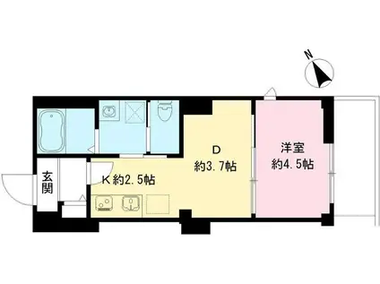 つむぎの杜 西荻みなみ(1DK/1階)の間取り写真