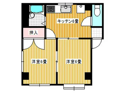 チェリーハイツ(2DK/1階)の間取り写真