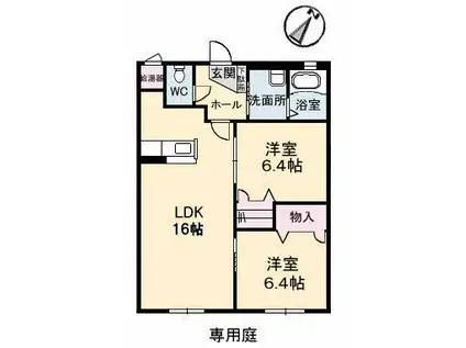 オリーブヴィラ(2LDK/1階)の間取り写真