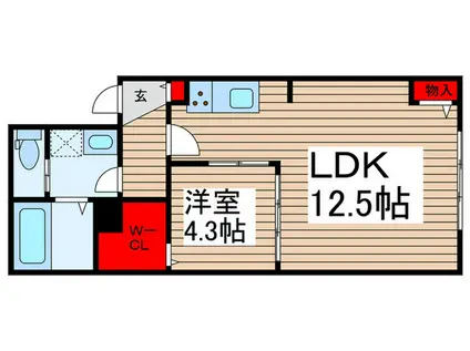 サンシャイン稔台(1LDK/1階)の間取り写真