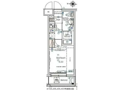 マーロ立石(1K/4階)の間取り写真