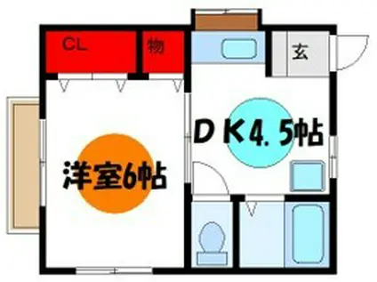 コーポヒラサワ(1DK/2階)の間取り写真