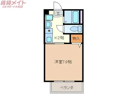 S・K菰野(1K/1階)の間取り写真