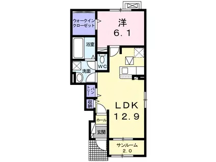 フェリーチェ上田・B(1LDK/1階)の間取り写真