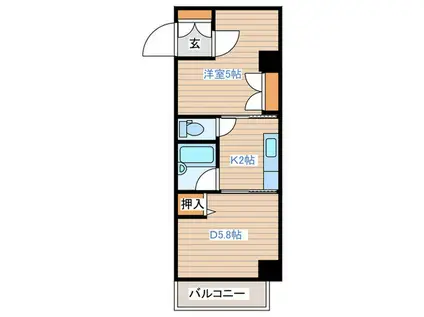 メープルリバービュー(1DK/5階)の間取り写真