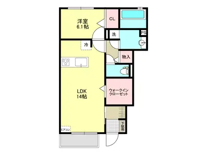 プランドール(1LDK/1階)の間取り写真