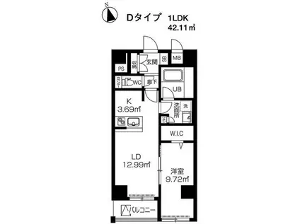 西武池袋線 練馬駅 徒歩4分 8階建 築11年(1LDK/6階)の間取り写真