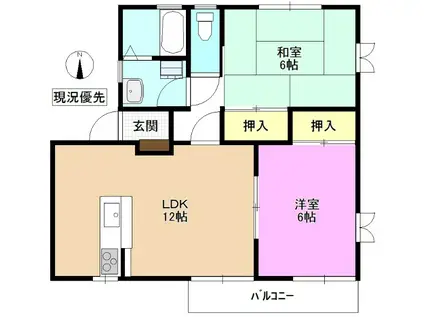 TサンライズA(2LDK/2階)の間取り写真