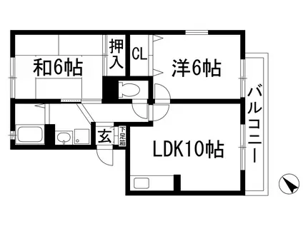 ノースバレイ3(2LDK/3階)の間取り写真