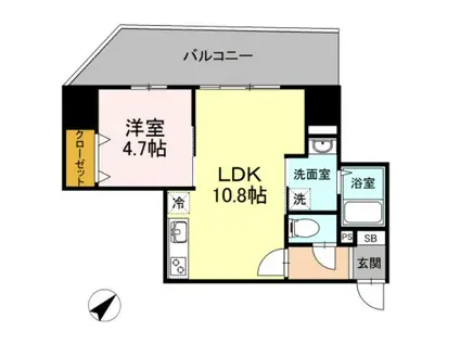 ベイサイドヒルズカンナイ(1LDK/4階)の間取り写真