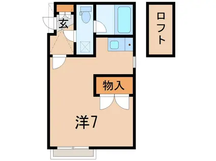 シェ・ラ・メール(ワンルーム/2階)の間取り写真